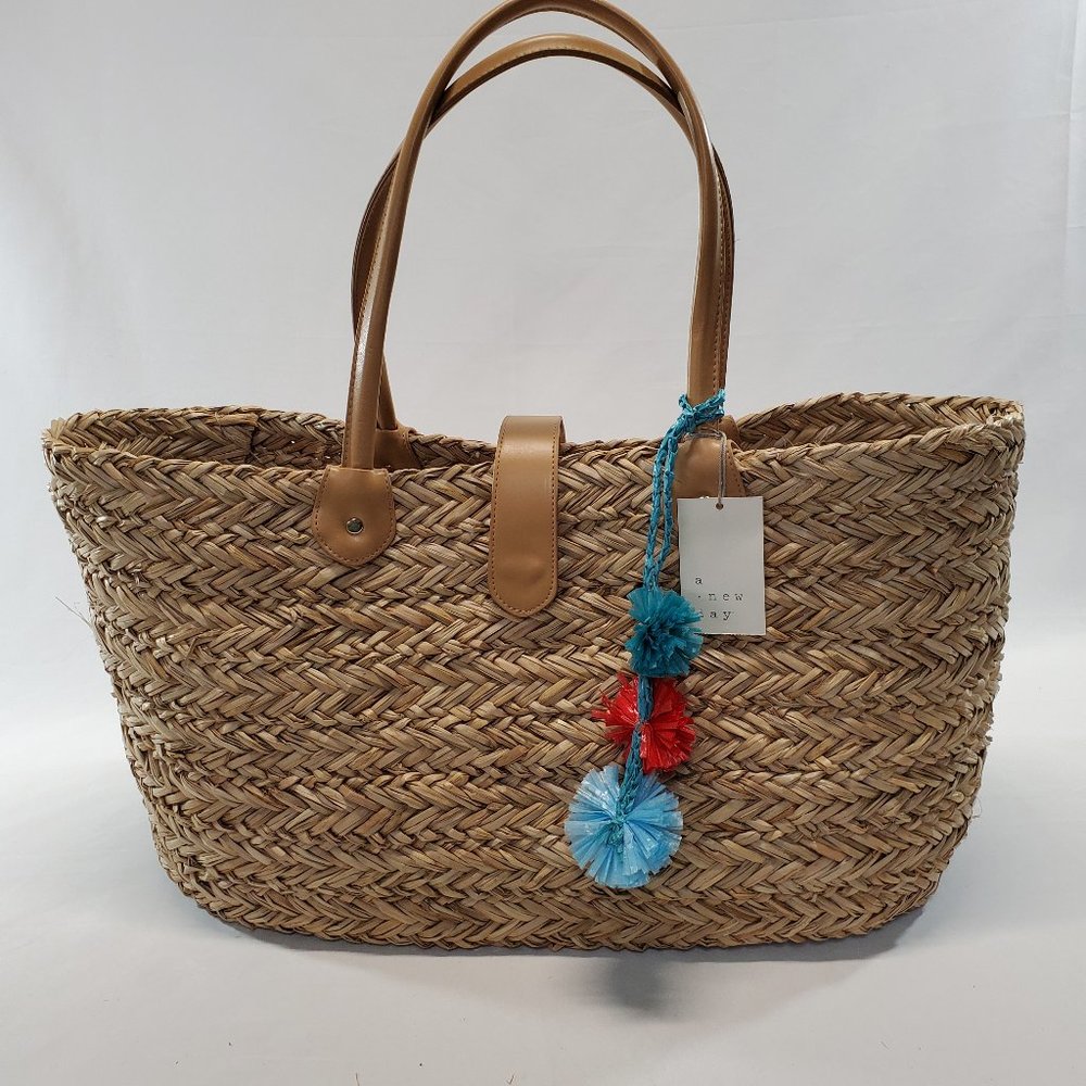 Natural Rattan Tote  NWT